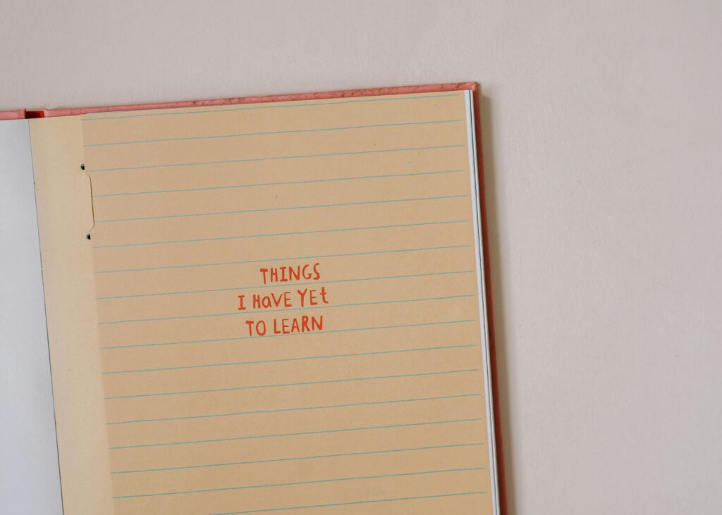 A notebook with words encouraging the reader that there are lessons from relapse.